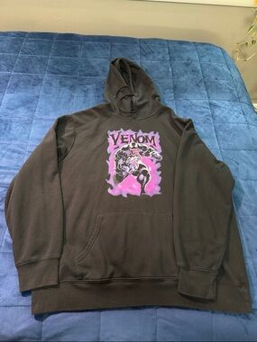 Marvel Black Hoodie with Purple Venom Graphic